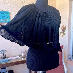 Womens Black Evening Blouse with Beautiful Details